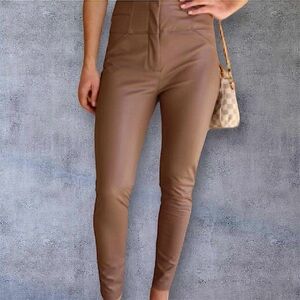 BLASHE mocha brown faux leather pants. Trendy trousers. S